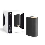 D'Lite Applique Murale Vossem Aluminium Noir Up & Down| IP54 - Convient Pour 2x GU10